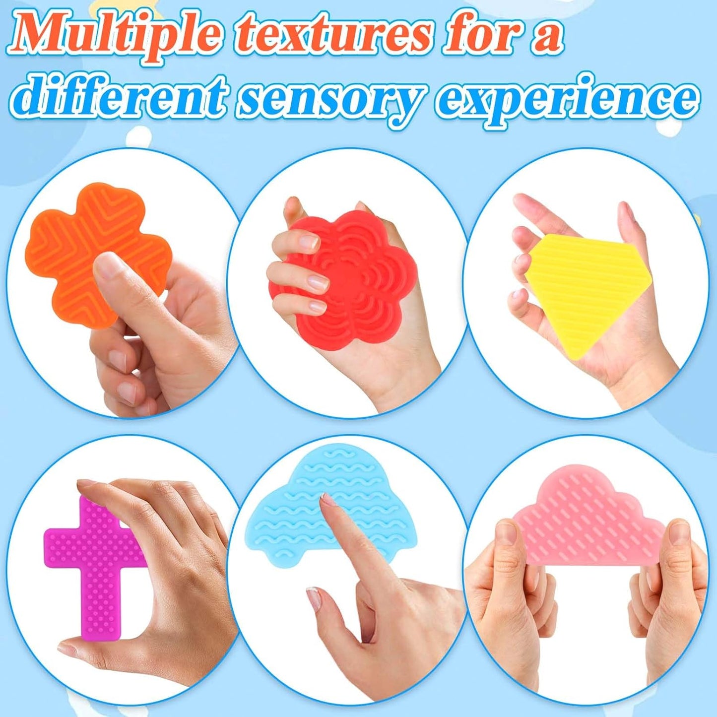 Fidget Toys Sensory Stone for Kids, 6pcsTextured Soft Worry Stones for Autism Kids Calming