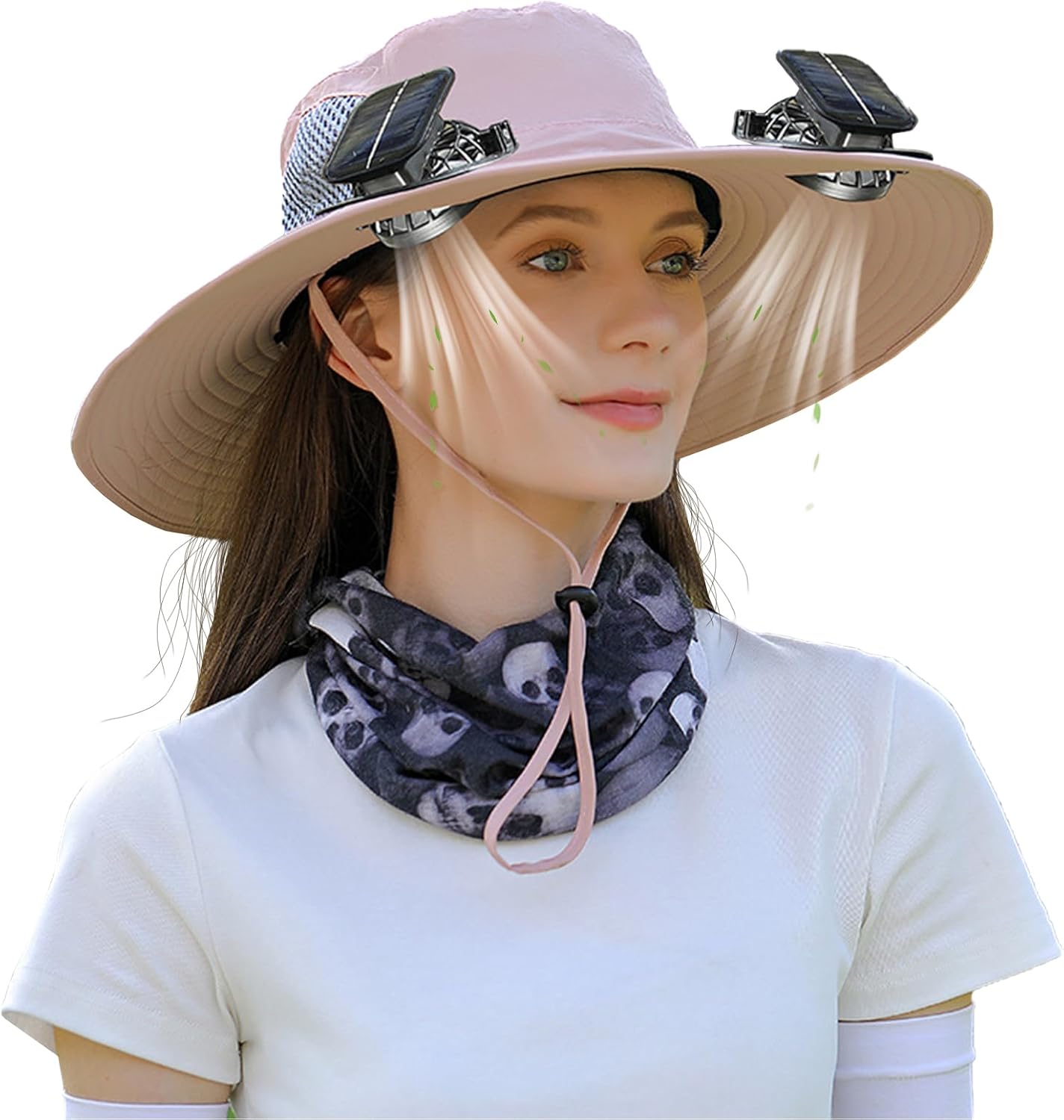 Solar Fan Hat, Wide Hat with 2 Solar Fan, Outdoor Beach Hiking Camping Fishing Hats for Men Women