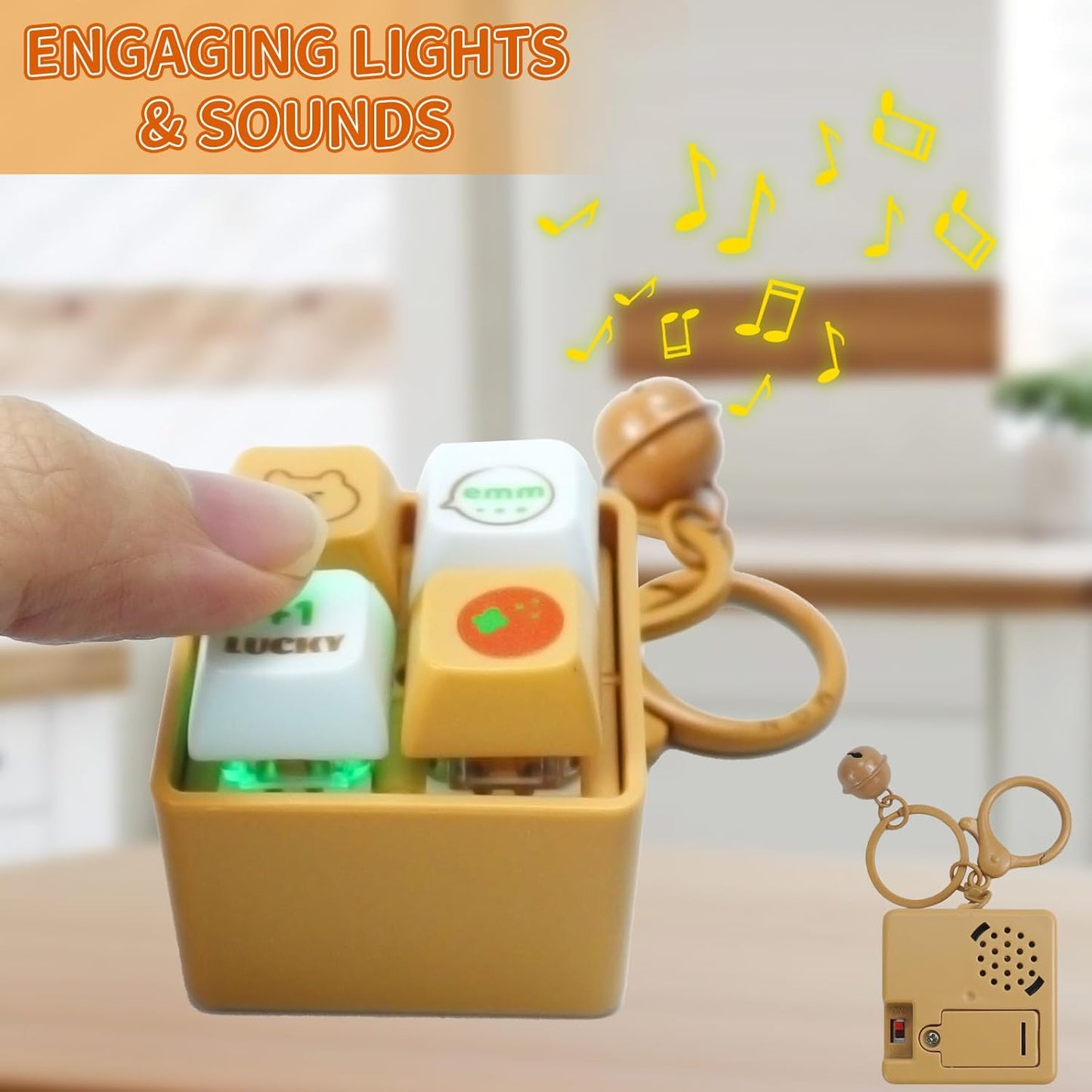 2pc Capybara Keyboard Fidget Toy, Keyboard Clicker Fidget, Fidget Clicker Keychain with Light & Sound