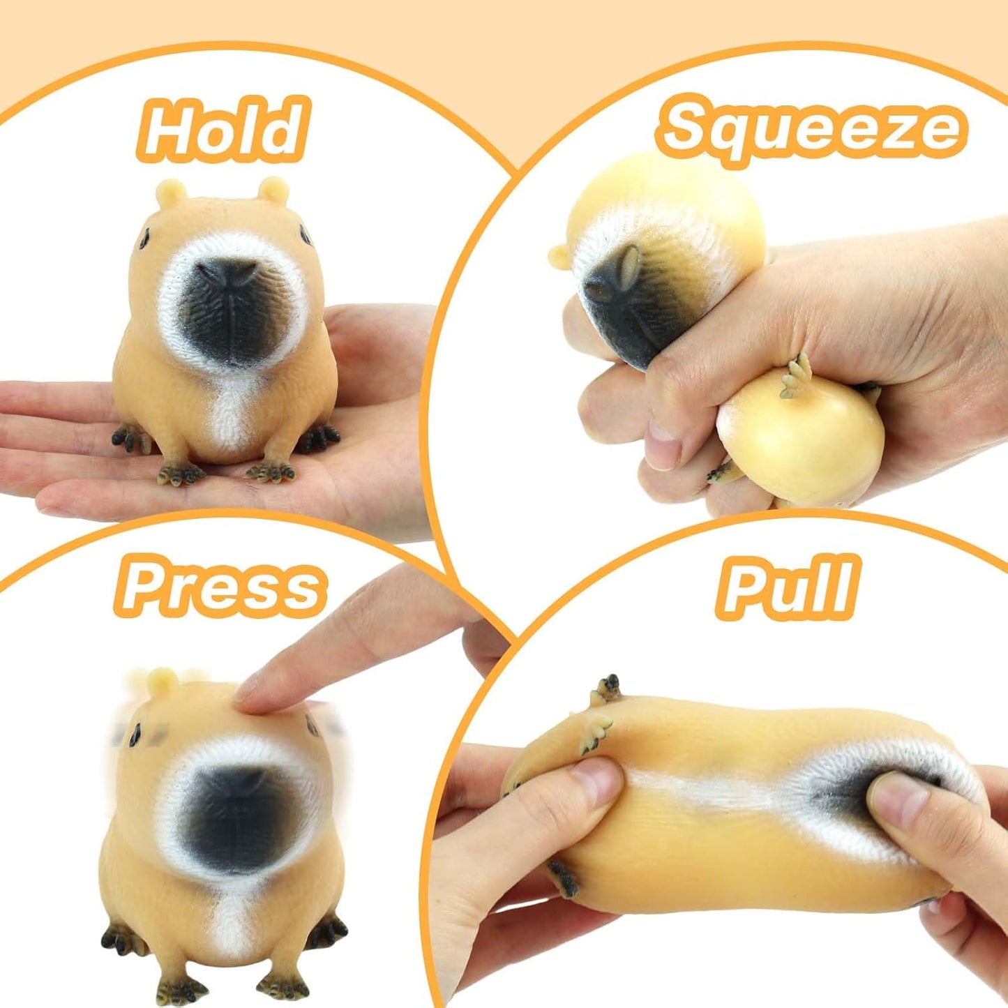 4 Packs Squeeze Capybara Fidgets Stress Balls Fidget Toys Adults Kids Pop Out Toys, Sensory Toys for Kids with Autism Stress Toys for Birthday Gifts, Party Favors Capybara Gifts