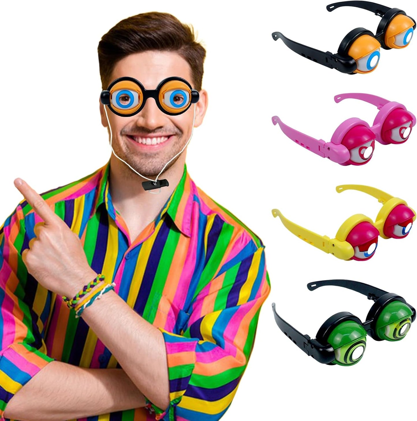 4 Pack Funny Glasses for Adults Halloween Decorations- Winking Glasses Toys Halloween Costume, Goggles Glasses Halloween Party Favors for Costume Halloween Toys, Best Gifts for Halloween