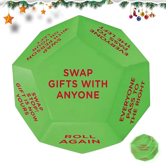 Santa Swap Gift Exchange Dice, 3*3in Exchange Gifts Family Game, Christmas Stockings Gift Exchange Dice Games