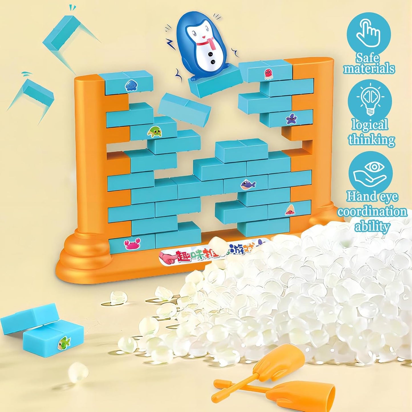 Penguin Board Games Toys Puzzle Table Games Two-Player Building Pushing Walls