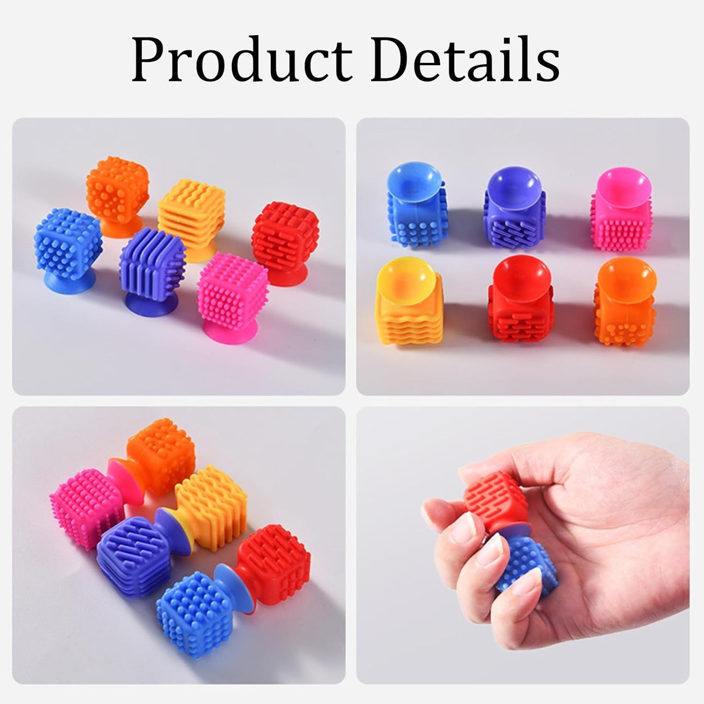 Sensory Fidget Toys Kids Adults, 6Pcs Textured Suction Cup Toy for Autism Kids Calming, Quiet Anxiety Fidgets for Classroom Prize