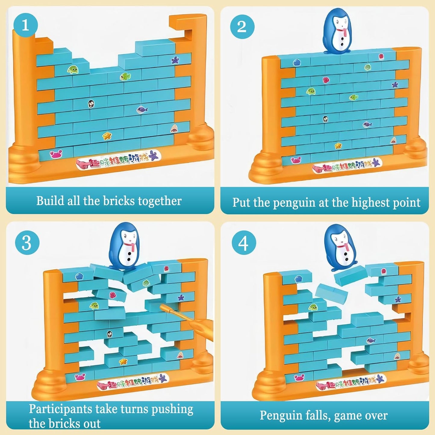 Penguin Board Games Toys Puzzle Table Games Two-Player Building Pushing Walls