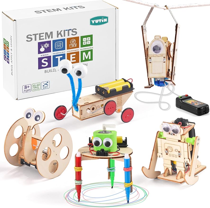 Great Choice Products 5 Set Stem Kit, Robot Building Kit, Stem Projects for Kids Age 8-12, DIY Electronic Science Experiments Engineering Toys