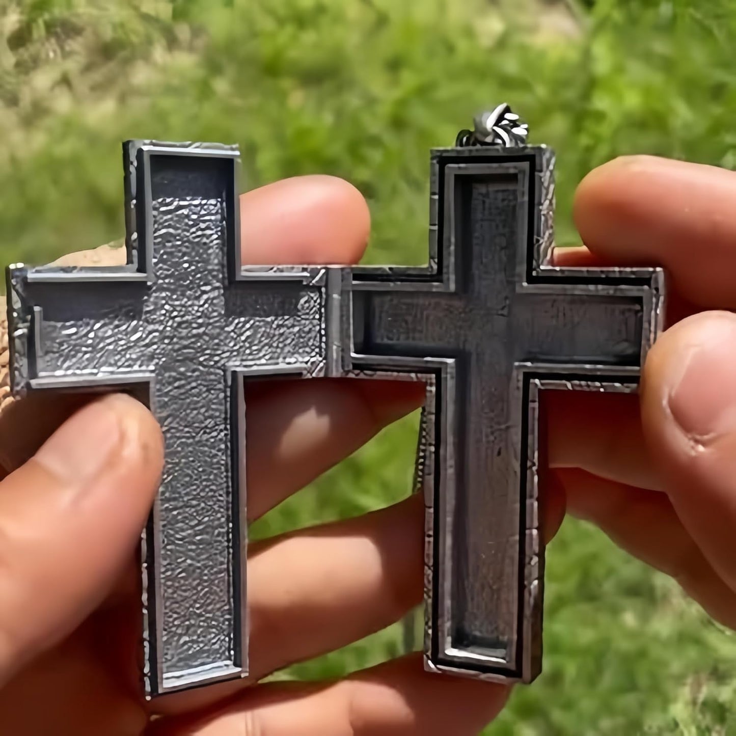 3D Printed Cross Necklace with Dark Box Ten Character Pendant, Vintage Handmade Men's and Women's Pendant Jewellery, Fashion Unisex Gift Ideas