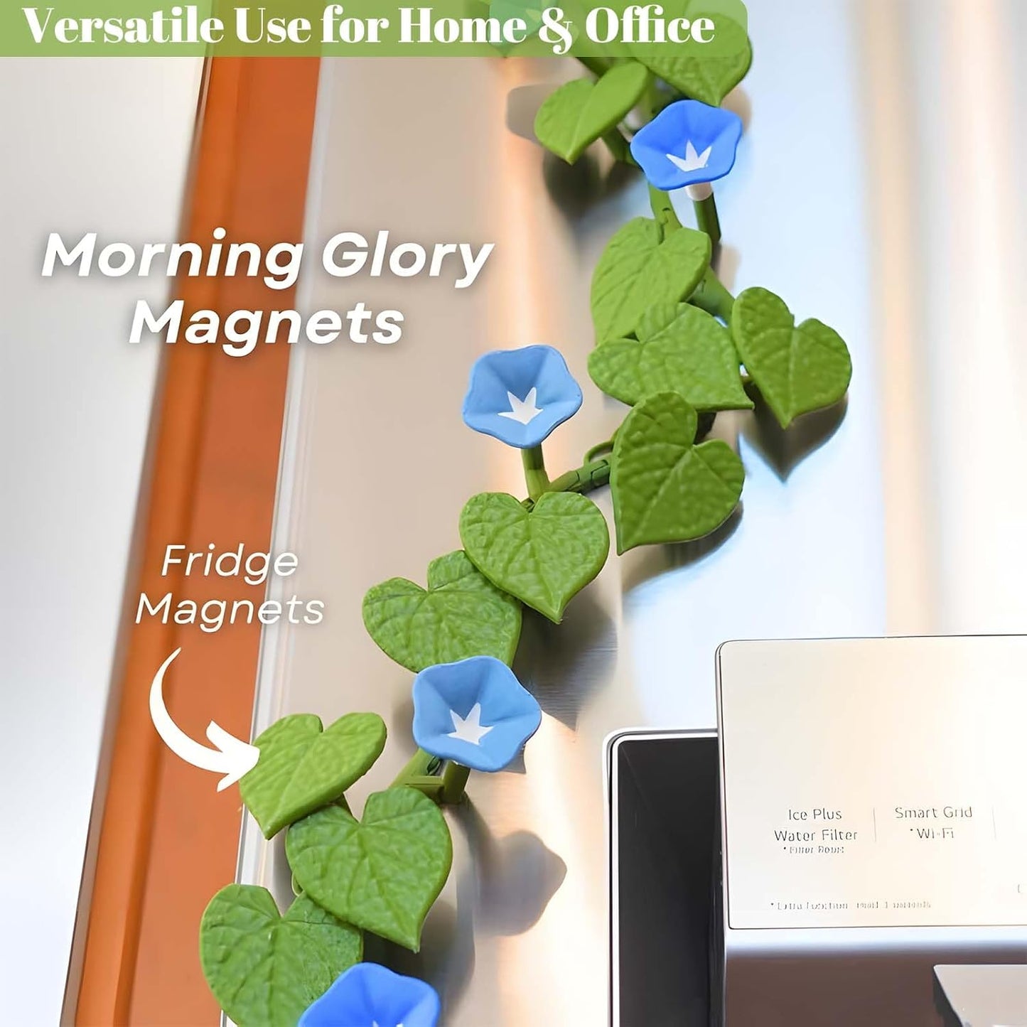 Morning Glory Refrigerator Magnets – 3D Printed Climbing Vine Plant, DIY Decorative Fridge Magnets for Kitchen Office, Articulating Stems (2)