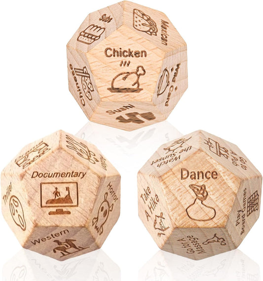 3pc Dice Set for Couples, Food Dice Game Gifts for Her Him, Anniversary Day Food Decision Dice Couple Gifts