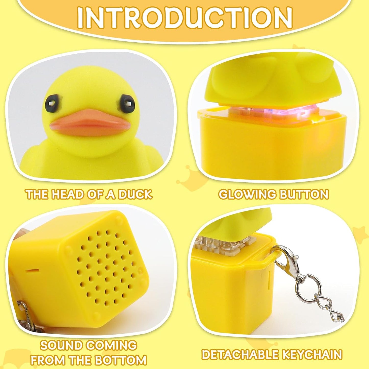 2pc Duck Quacking Fidget Toys Keychain, Ducky Caps Keychains Squeaky, Clicker Sensory Keychains