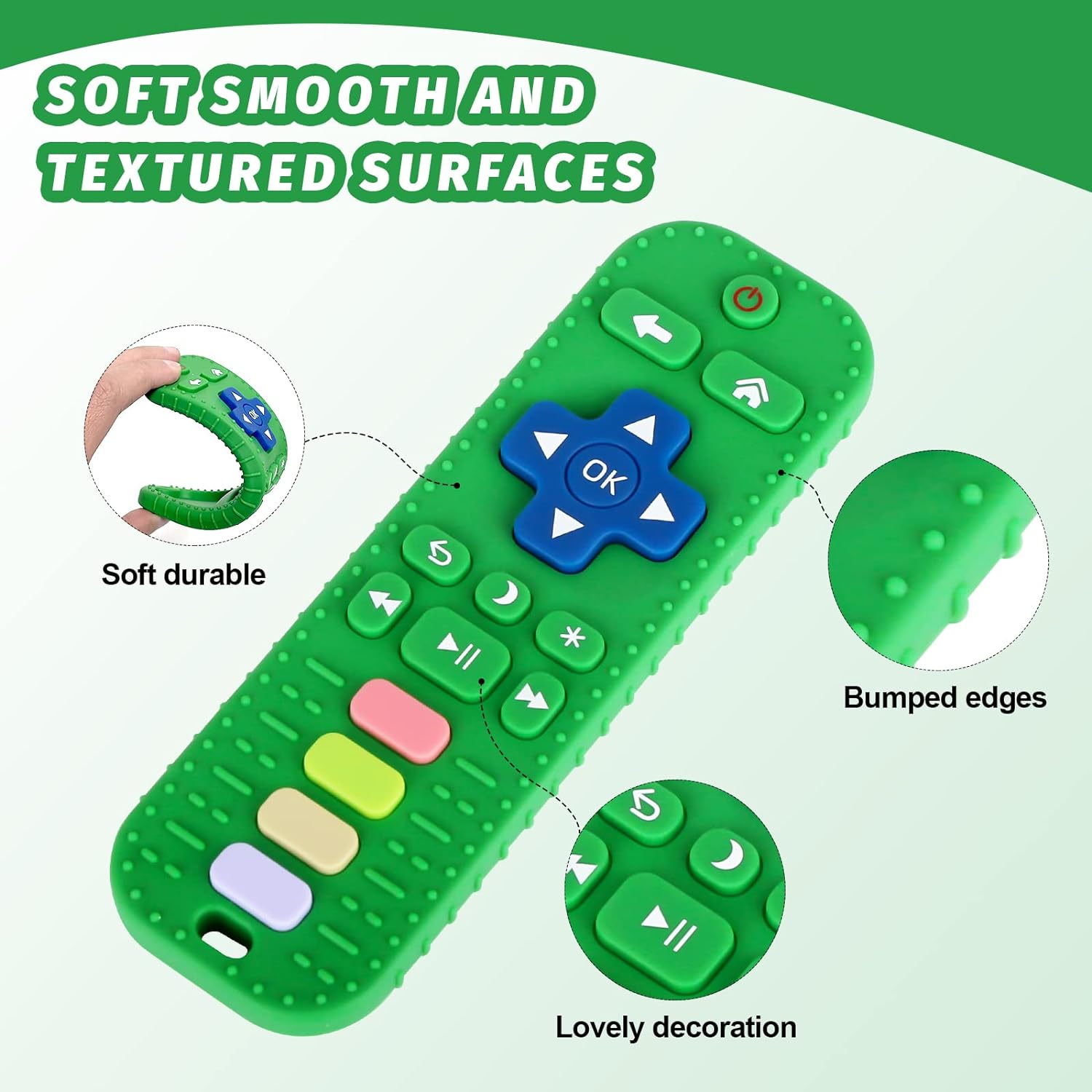 3 Pack Silicone Teething Toys for Infant Toddlers Remote Control Shape Teethers