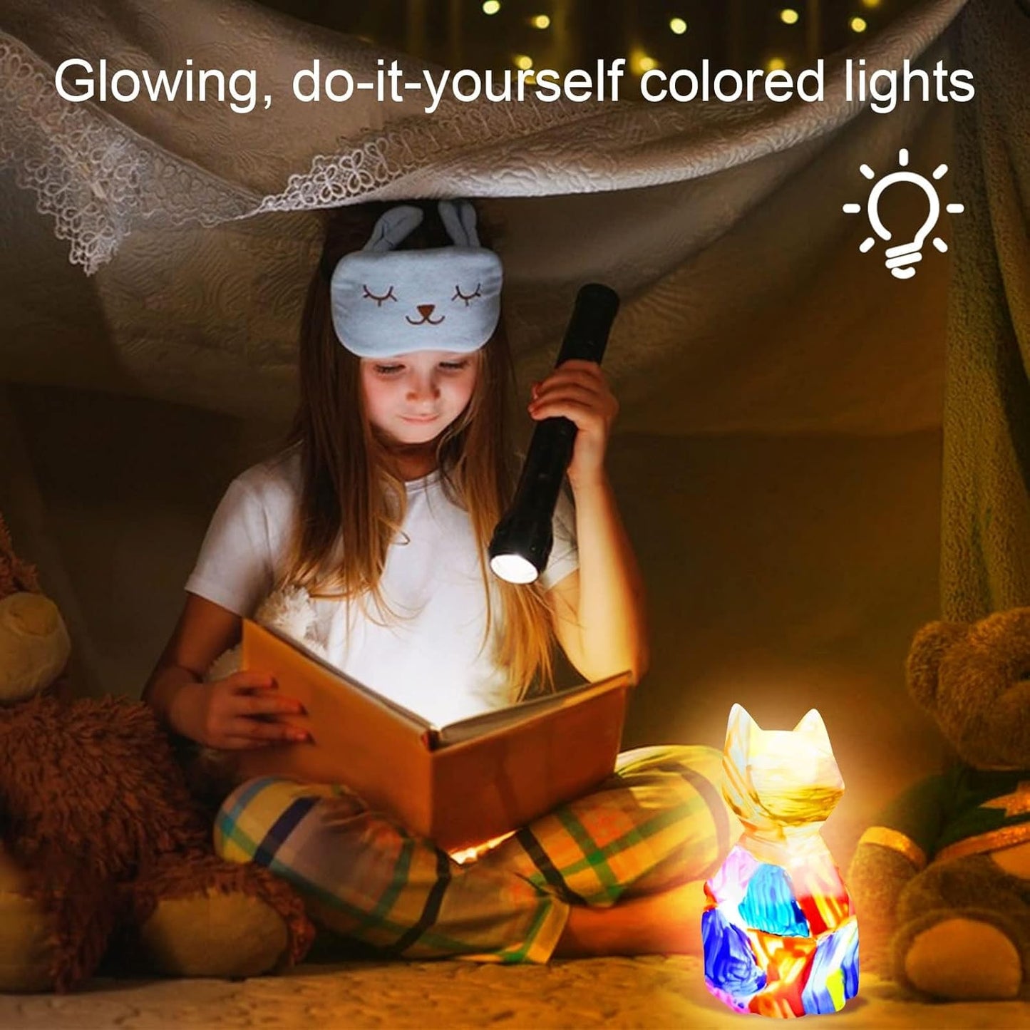 Paint Your Own Cat Lamp Art Kit, DIY Geometric Cat Lamp Night Light, Animals Toys Night Light