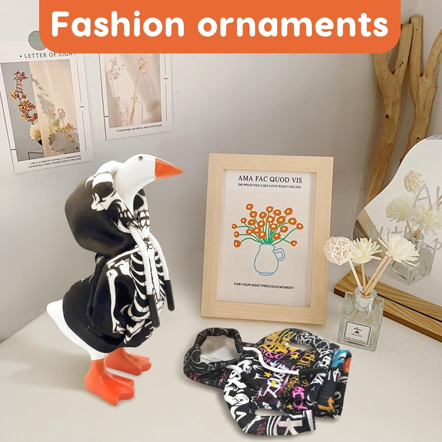 2 Pcs Halloween Mini Desk Goose Outfits 7 Inch Magnetic Silly Goose Statue Costume