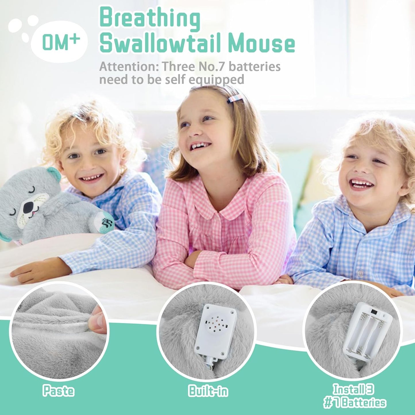 Breathing Stuffed Animal, Mush Plushies for Anxiety and Sleep, Four Gear Adjustment, Volume Control