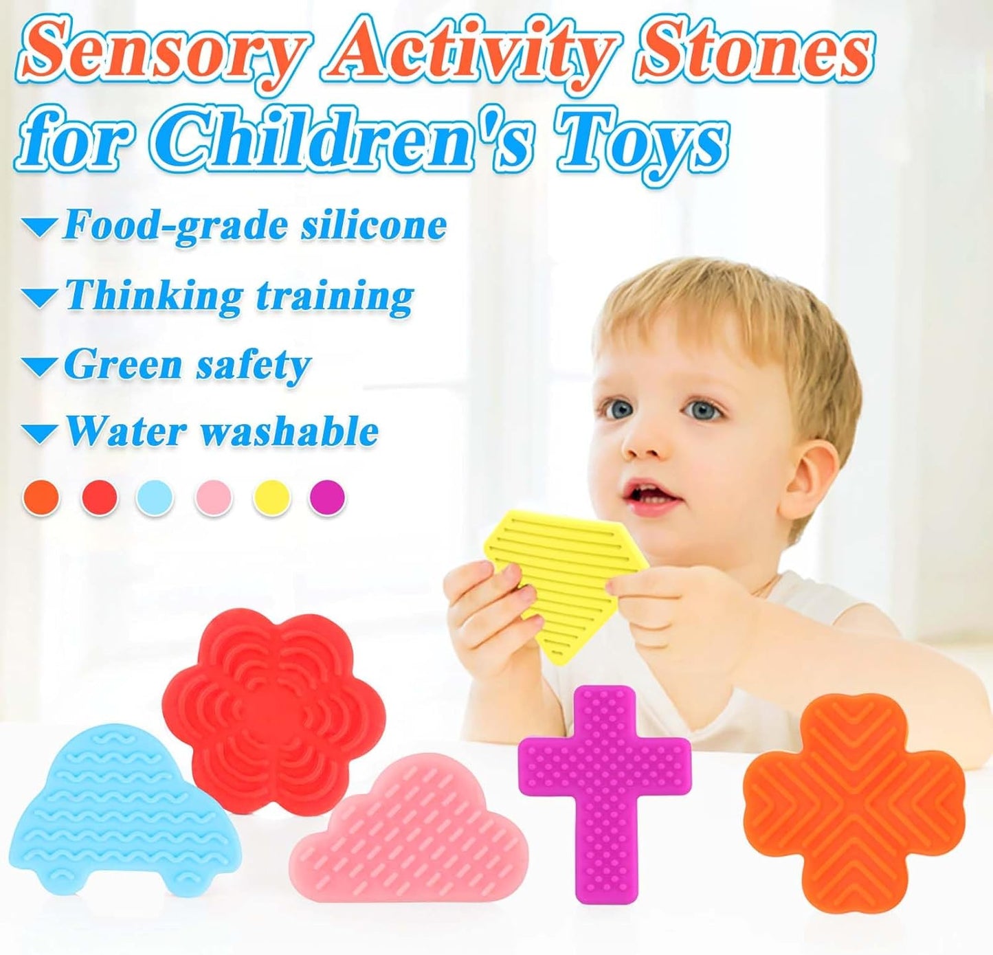 Fidget Toys Sensory Stone for Kids, 6pcsTextured Soft Worry Stones for Autism Kids Calming