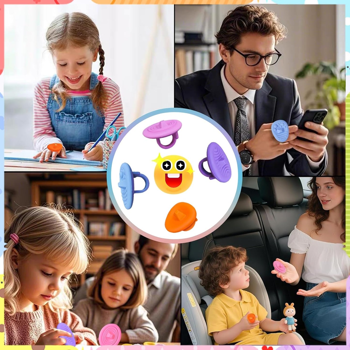 4Pcs Fidget Toys Sensory Stone, Texture Worry Stones for Boys Girls, Office Desk Sensory Toy Prize Gifts for Classroom