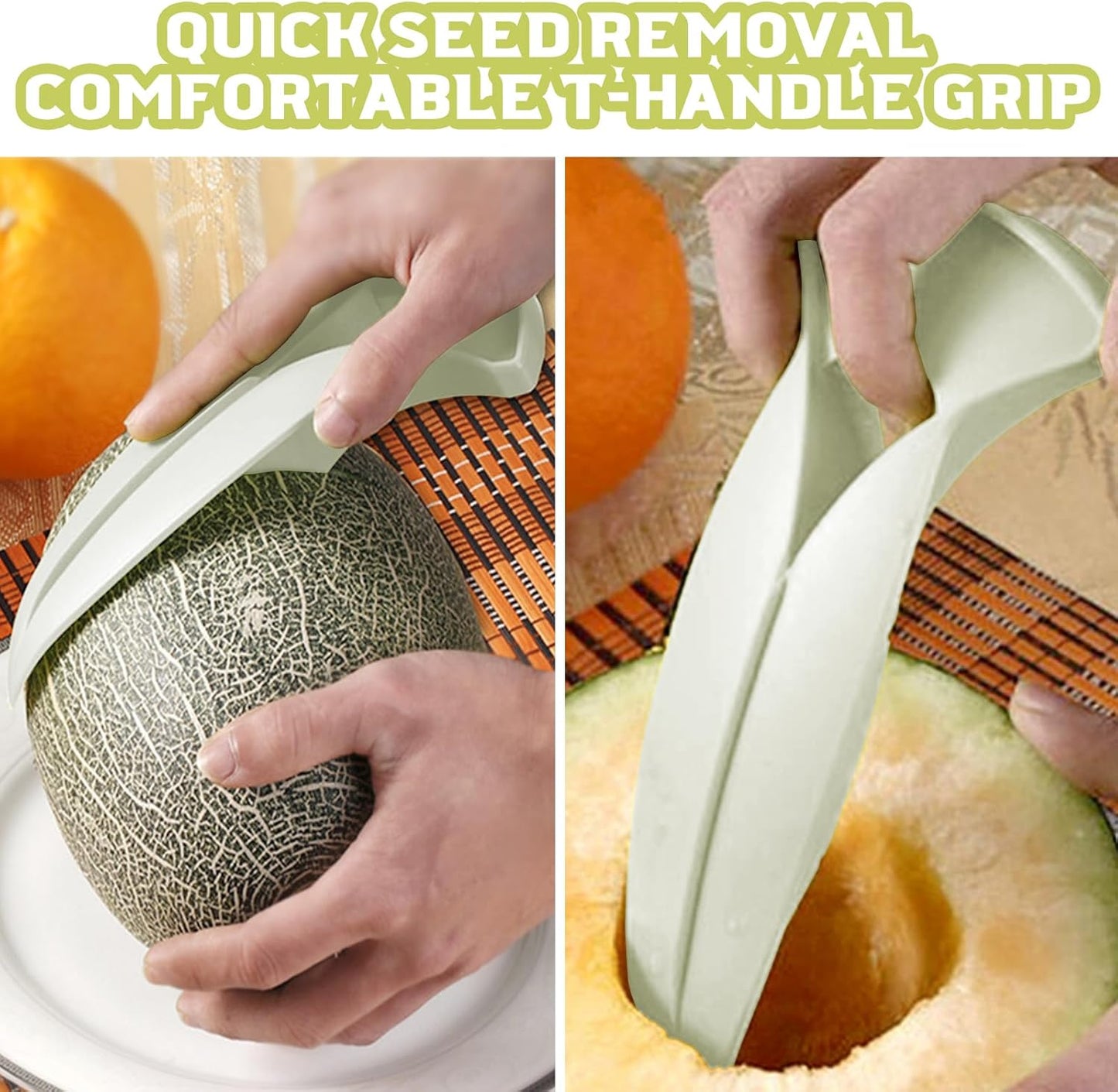 Cantaloupe Cutting Tool, Plastic Remove Seeds Cantaloupe Cutter Slicer Tool, Quickly Portable Fruit Cube, Multifunctional Simple Divider Peeler for Home Party Camping Kitchen Gadget