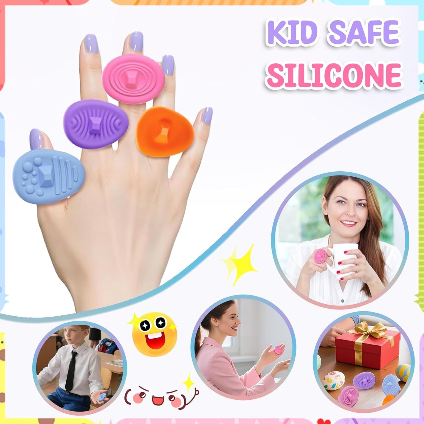 4Pcs Fidget Toys Sensory Stone, Texture Worry Stones for Boys Girls, Office Desk Sensory Toy Prize Gifts for Classroom