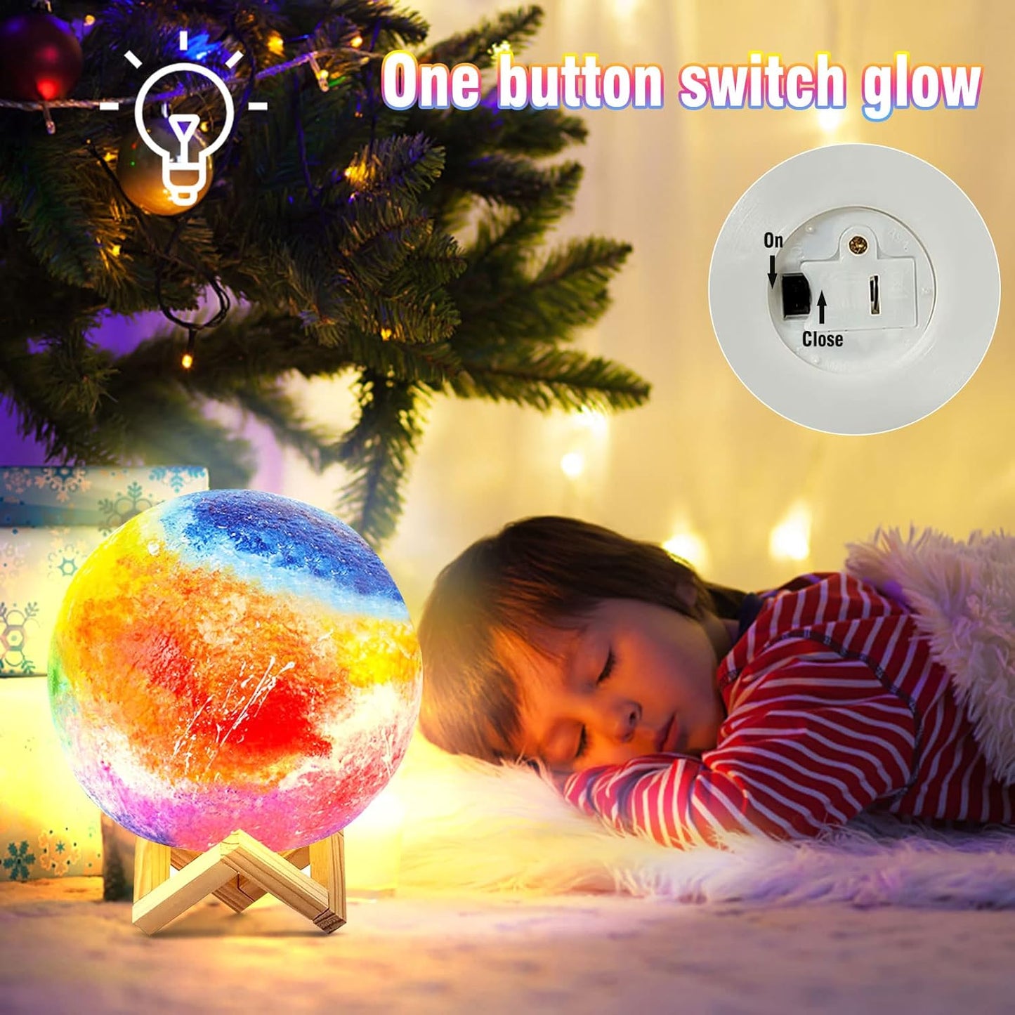 Paint Your Own Moon Lamp Kit, DIY Lava Lamp Night Light with Plastic Stand, Space Toys Night Light