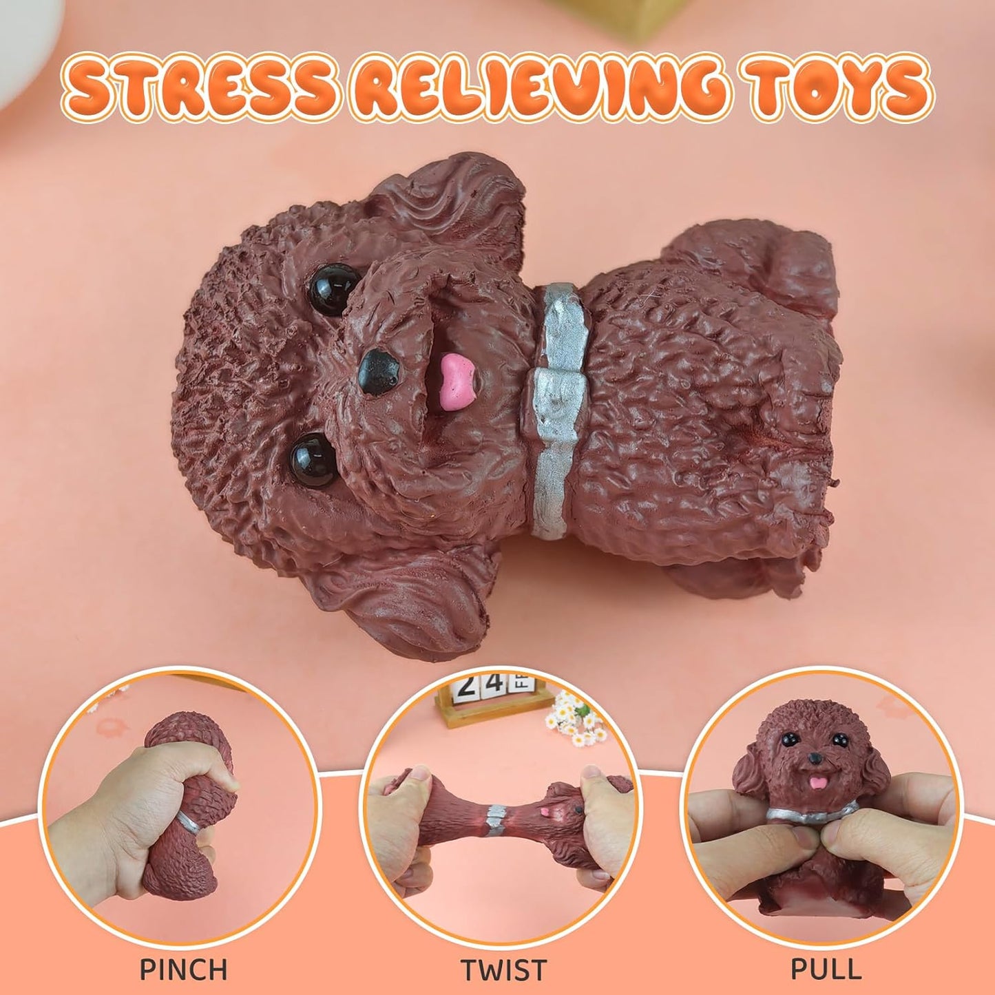 Teddy Stress Balls Fidget Toys for Kids Adults, Cute Squishies Dog Sensory Toys for Kids with Autism