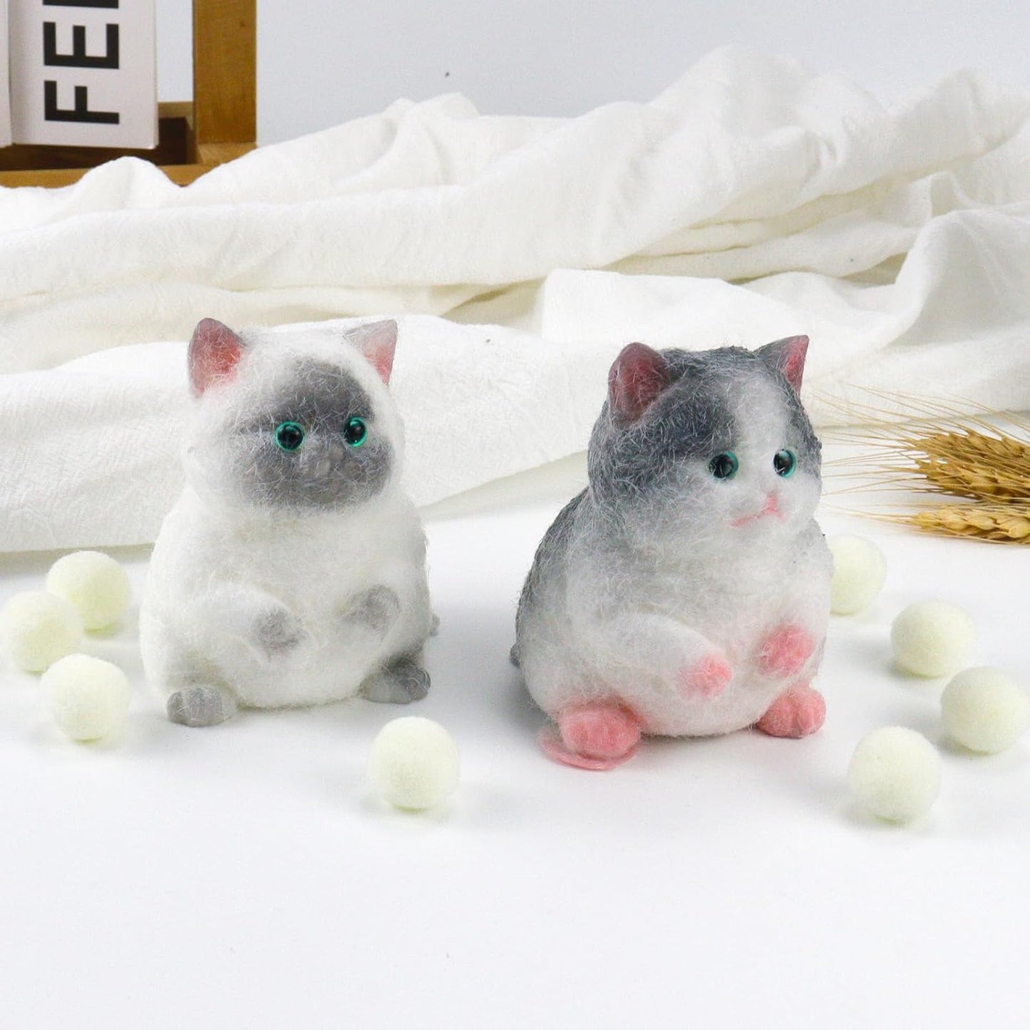 Squishies Fluffy Cat Fidget Toys Adults, Cute Handmade Cat Squeeze Sensory Toys for Kids with Autism