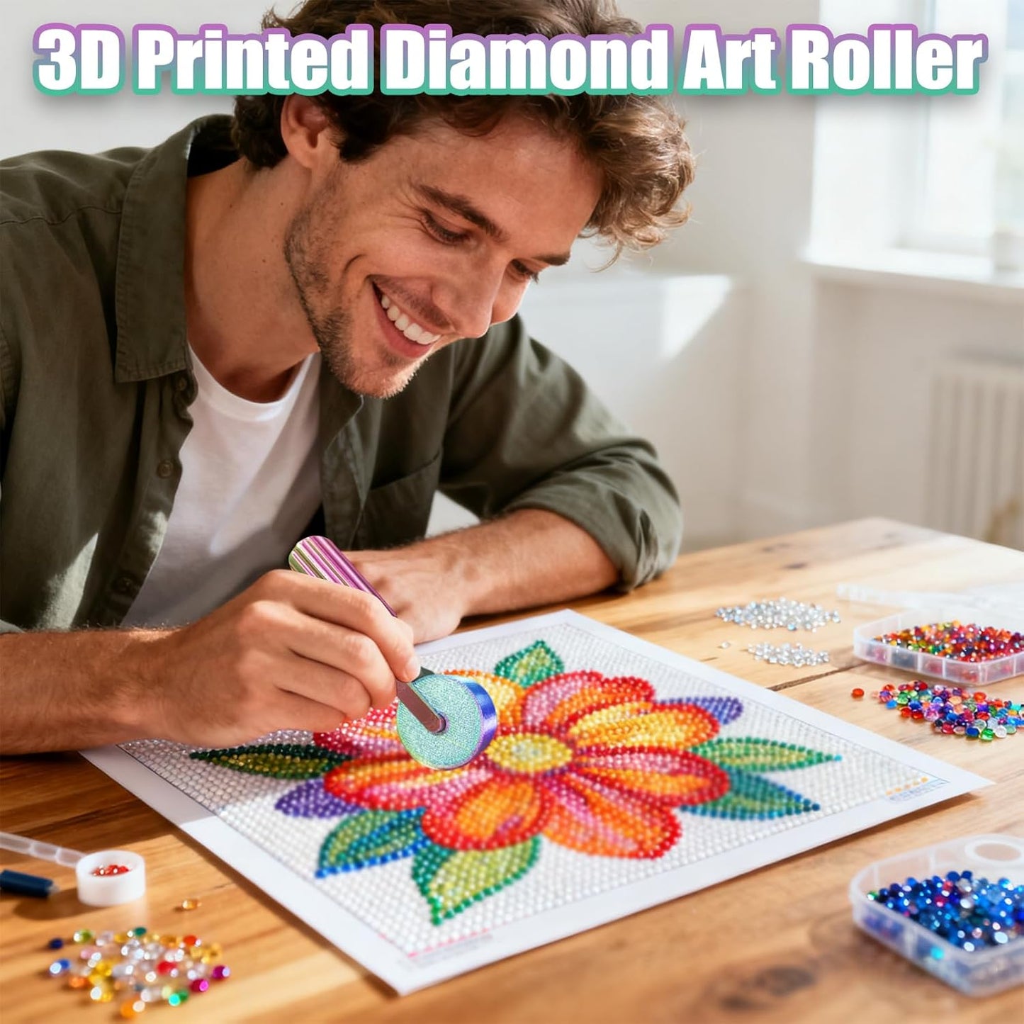 3D Printed Diamond Art Roller, 2Pcs DIY Craft Tool for Smooth Pressing, Diamond Painting Tools and Accessories