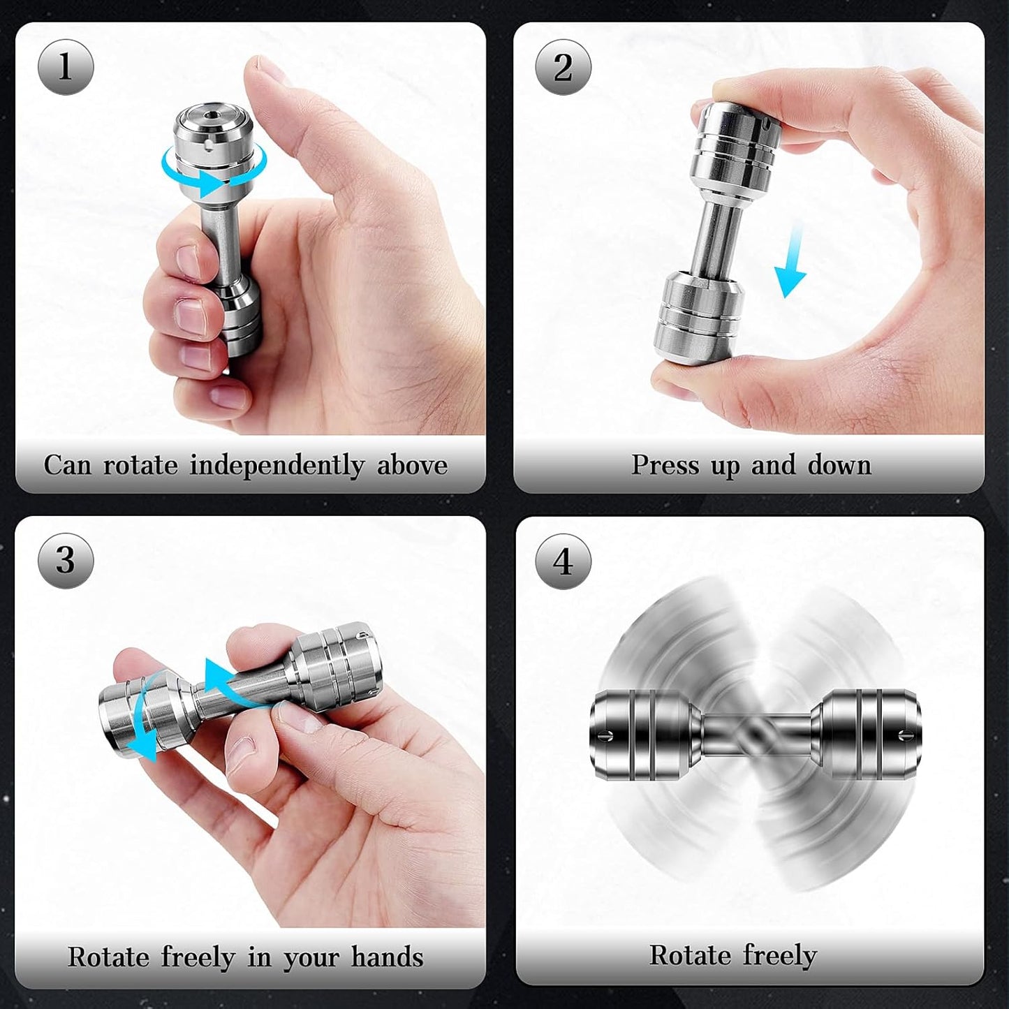 Fidget Toys Fingertip Dumbbell for Adults, 2 in 1 EDC Metal Fidget Spinners, Fidget Spinner