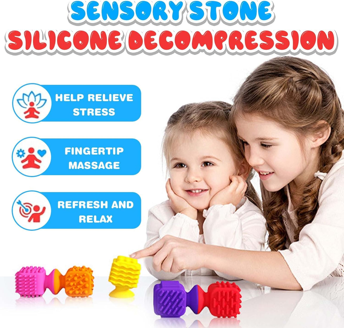 Sensory Fidget Toys Kids Adults, 6Pcs Textured Suction Cup Toy for Autism Kids Calming, Quiet Anxiety Fidgets for Classroom Prize