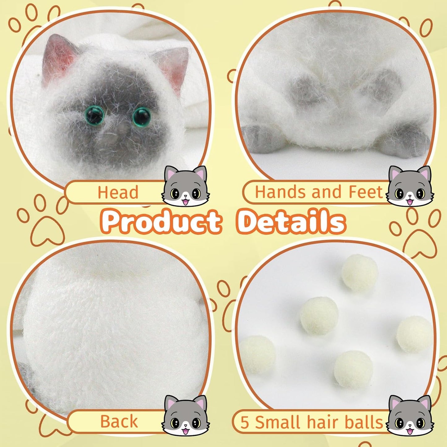 Squishies Fluffy Cat Fidget Toys Adults, Cute Handmade Cat Squeeze Sensory Toys for Kids with Autism