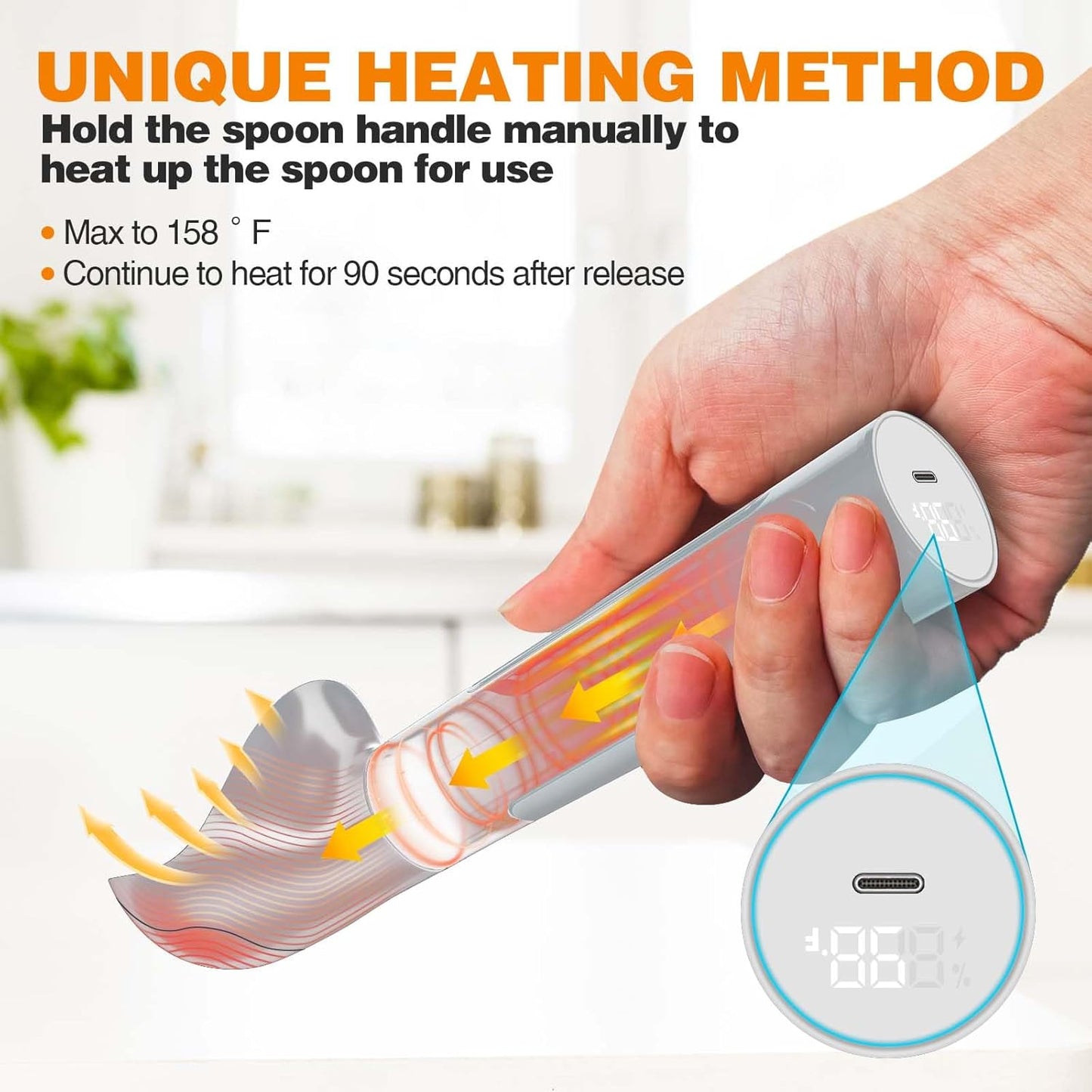 Heated Ice Cream Scoop, Waterproof Electric Ice Cream Scoop for Hard Ice Cream, Rechargeable with LED Display, Heats to 158°F for Dessert Shops, Homes Kitchen Gadgets
