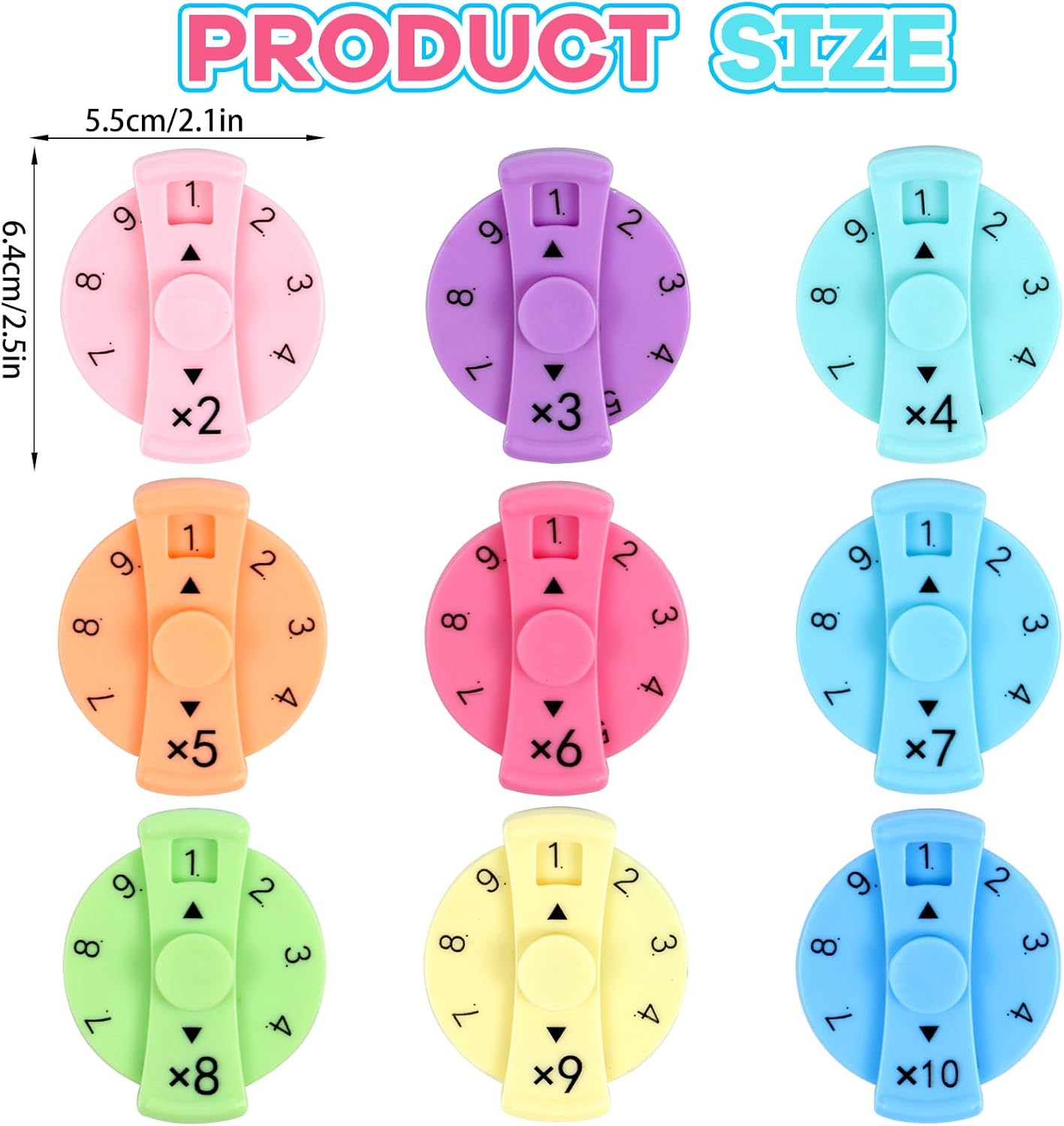 9 Pcs Math Fidget Spinners, Math Fidget Toy for Kids, Learn Multiplication and Division with The Math Spinners