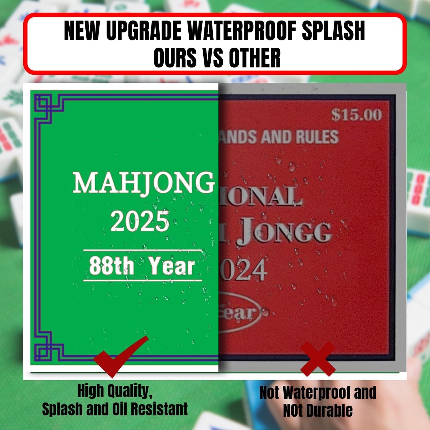 Recreational 2025 Mahjong Hands and Rules Cards, 4 Pcs,Mahjong Rule Card,Mahjong Card