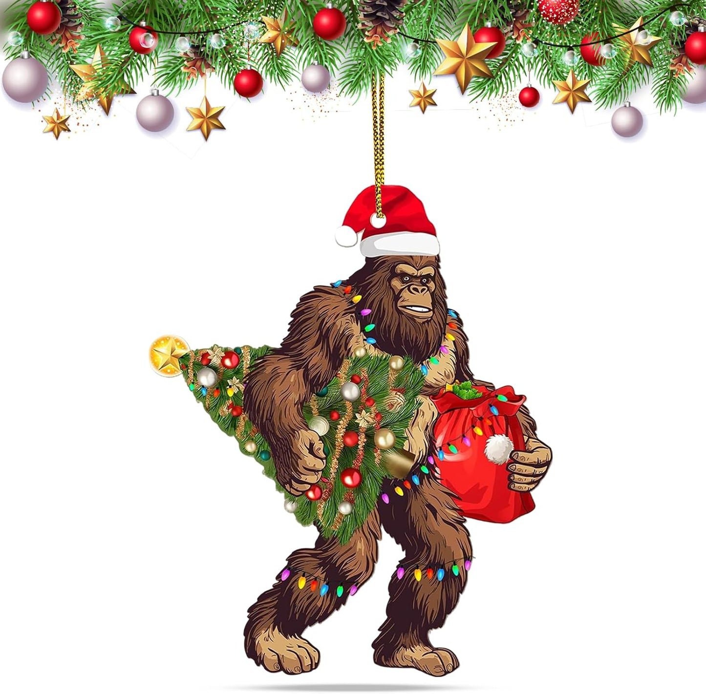 Vibrant Gorilla Animal 2 Side Printed Flat Christmas Tree Decorations, Keepsake Acrylic Ornament