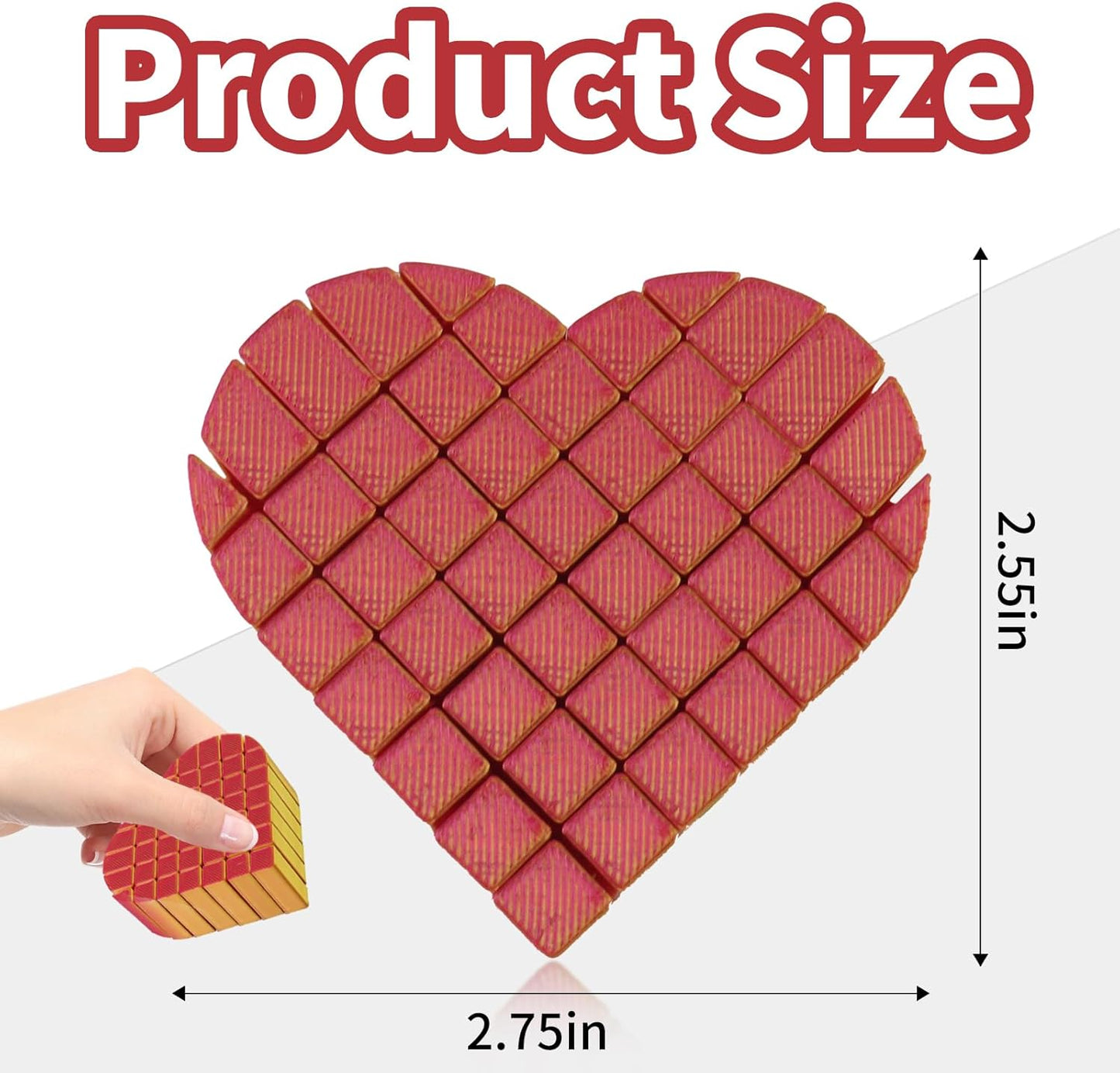 3D Printed Heart Fidget Worm, 2Pcs Heart Fidget Toy, Make a Sound Office Desk Ornaments, Sensory Toys
