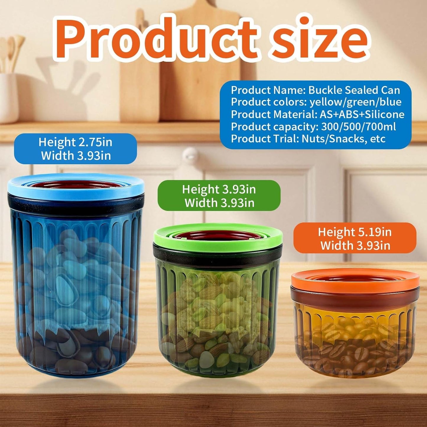 Airtight Food Storage Containers with Lids, 6 PCS BPA Free Plastic Airtight Coffee Canisters