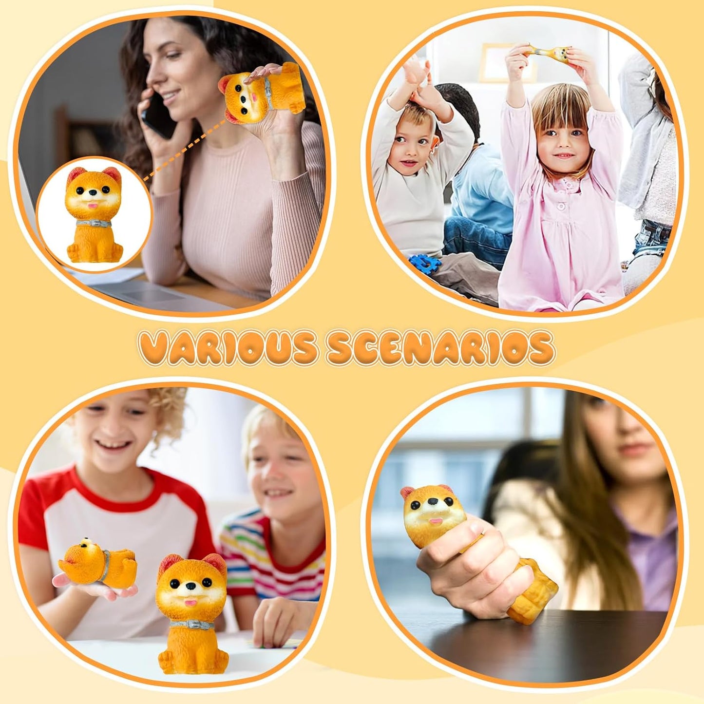 Pomeranian Stress Balls Fidget Toys for Kids Adults, Cute Squishies Dog Sensory Toys for Kids with Autism