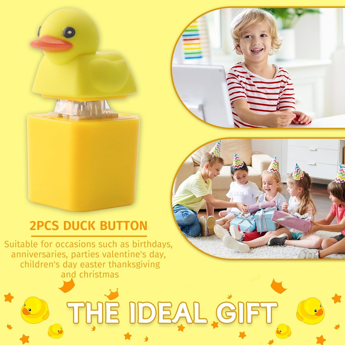 2pc Duck Quacking Fidget Toys Keychain, Ducky Caps Keychains Squeaky, Clicker Sensory Keychains