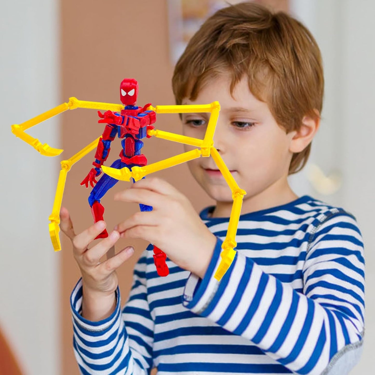 (Assembly Completed) Action Figure, 3D Printed Robot Action Figure Spider Guy Multi-Jointed Movable with Changeable Claws and Hands, Super Hero Action Figures for Boys Desktop Decorations