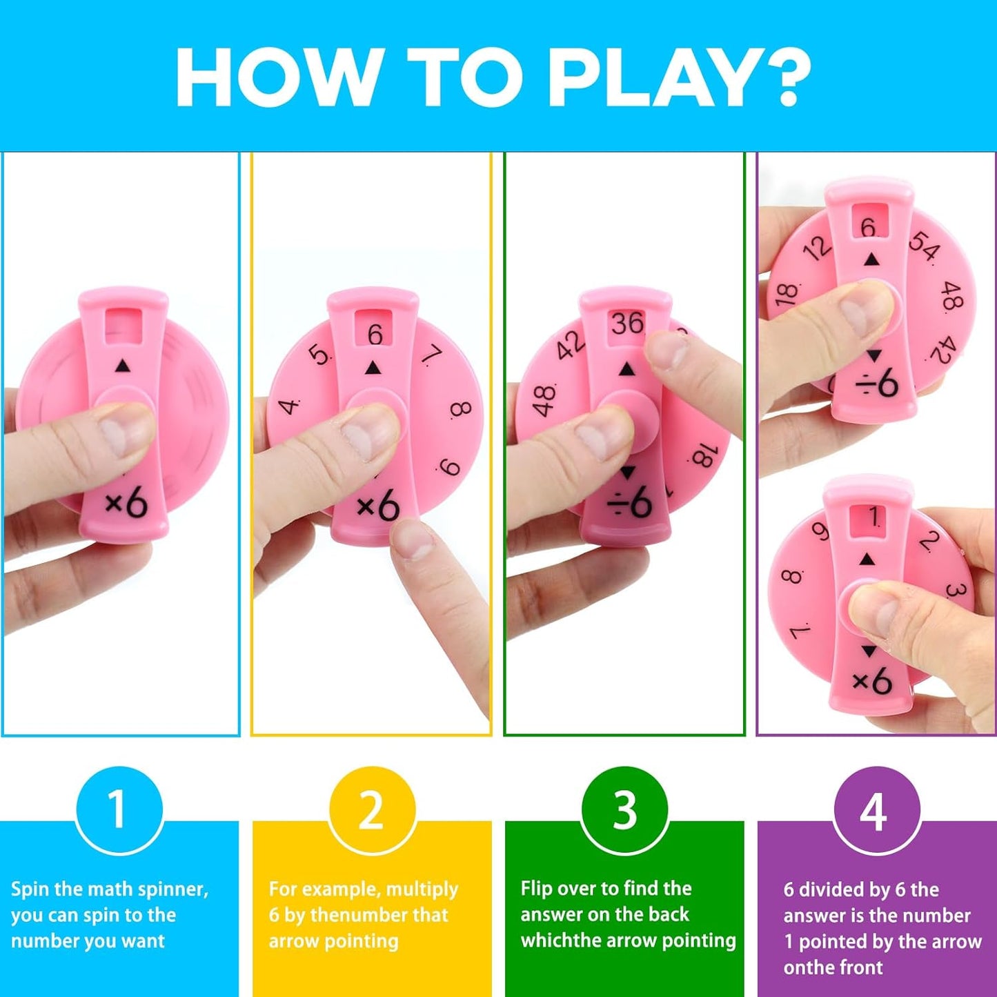 9 Pcs Math Fidget Spinners, Math Fidget Toy for Kids, Learn Multiplication and Division with The Math Spinners