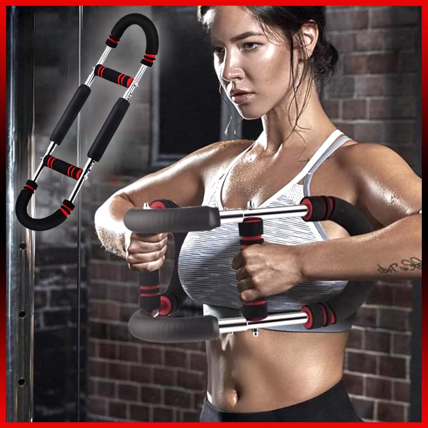 Chest Workout Equipment, Twister Arm Traine, 3 Holes Adjustable 66-130lb Portable Detachable Fitness
