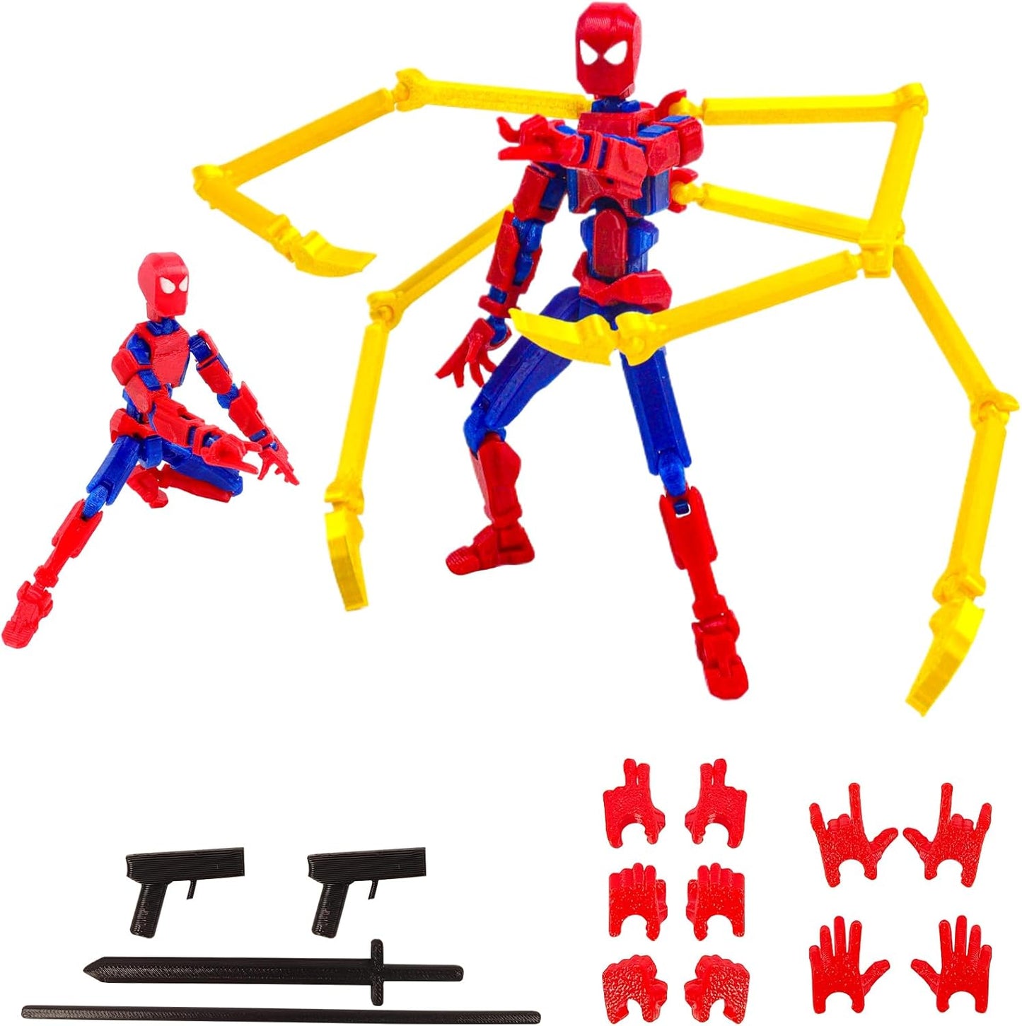 (Assembly Completed) Action Figure, 3D Printed Robot Action Figure Spider Guy Multi-Jointed Movable with Changeable Claws and Hands, Super Hero Action Figures for Boys Desktop Decorations