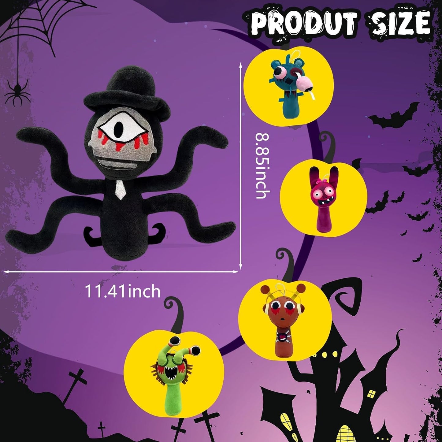 5 Pcs Halloween Decoration Plush Toys - Cute & Spooky Stuffed Animals for Horror Game Fans, Birthday Goodie Bag Fillers Halloween Party Favors
