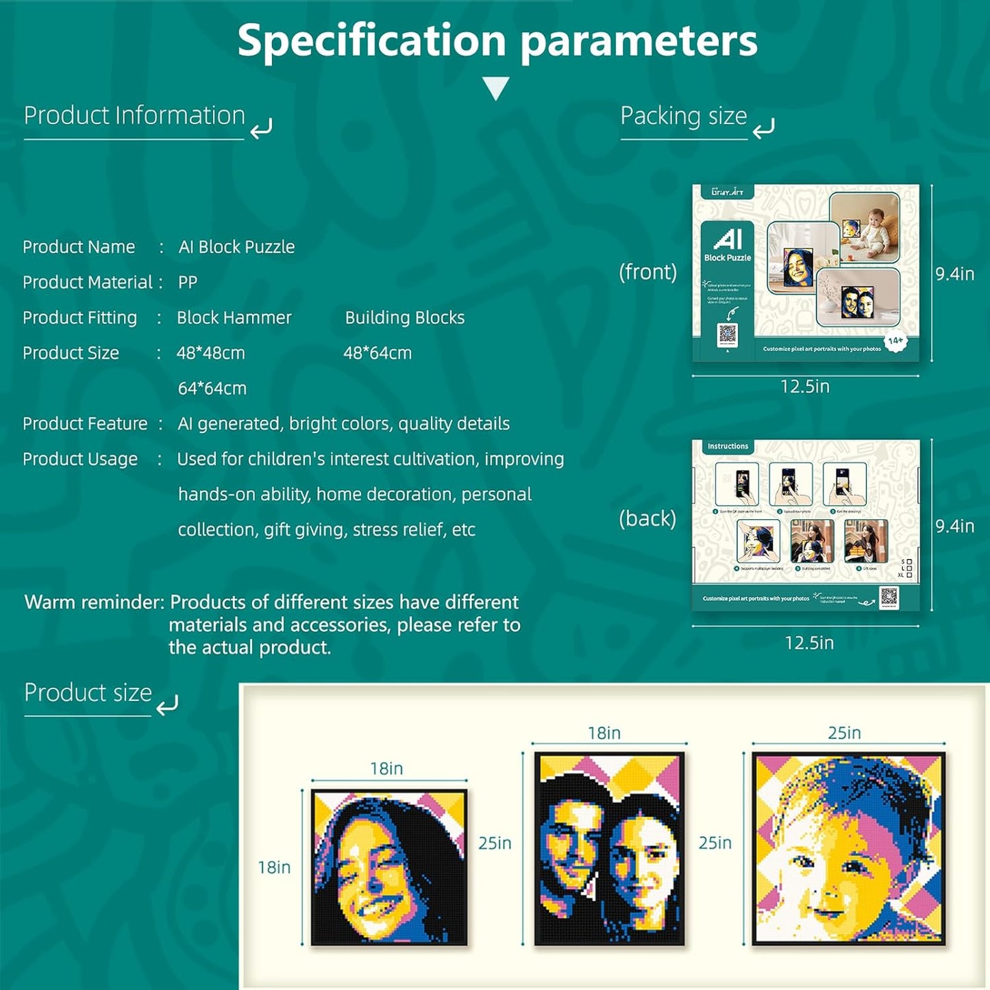 New DIY Puzzle AI Customized Photo Album Personalized Brick Art Kit with Hammer, 4000+ Pixel Block Puzzles