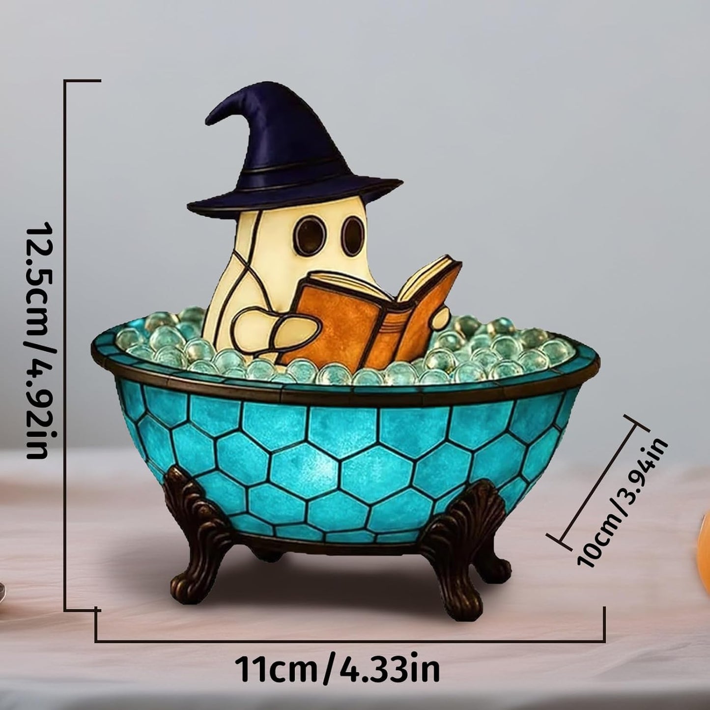 Halloween Ghost Bubble Bath Lamp, Cute Bathtub Ghost Night Lights for Halloween Decor, Reading Books Nightlight
