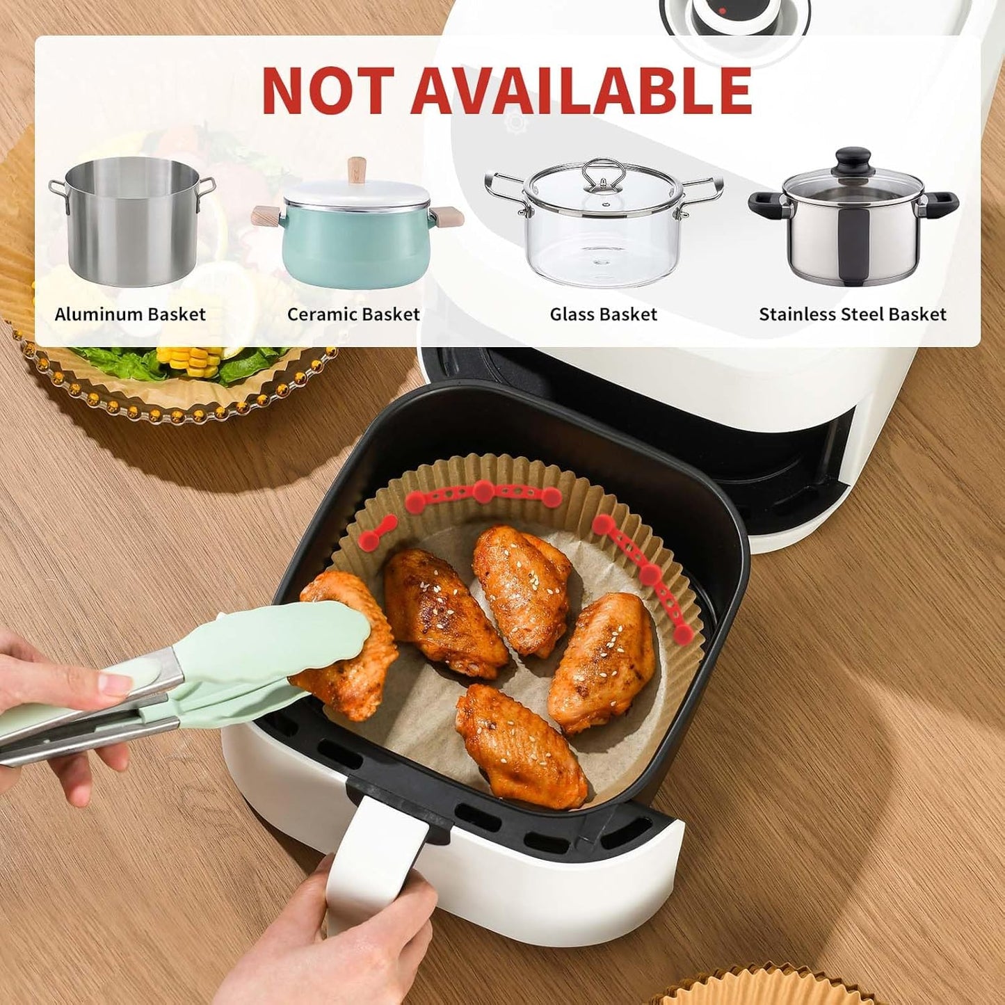 Air Fryer Magnet Silicone Buckle for Holding Down Parchment Paper, 2 Set Air Fryer Accessories