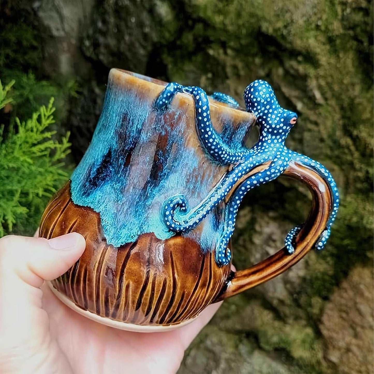 Ocean Creature Octopus Mug Home Decoration Ornaments, 3D Octopus Mug Funny Resin Mugs, Handmade Unique Octopus Shaped Statue Cup Decorate