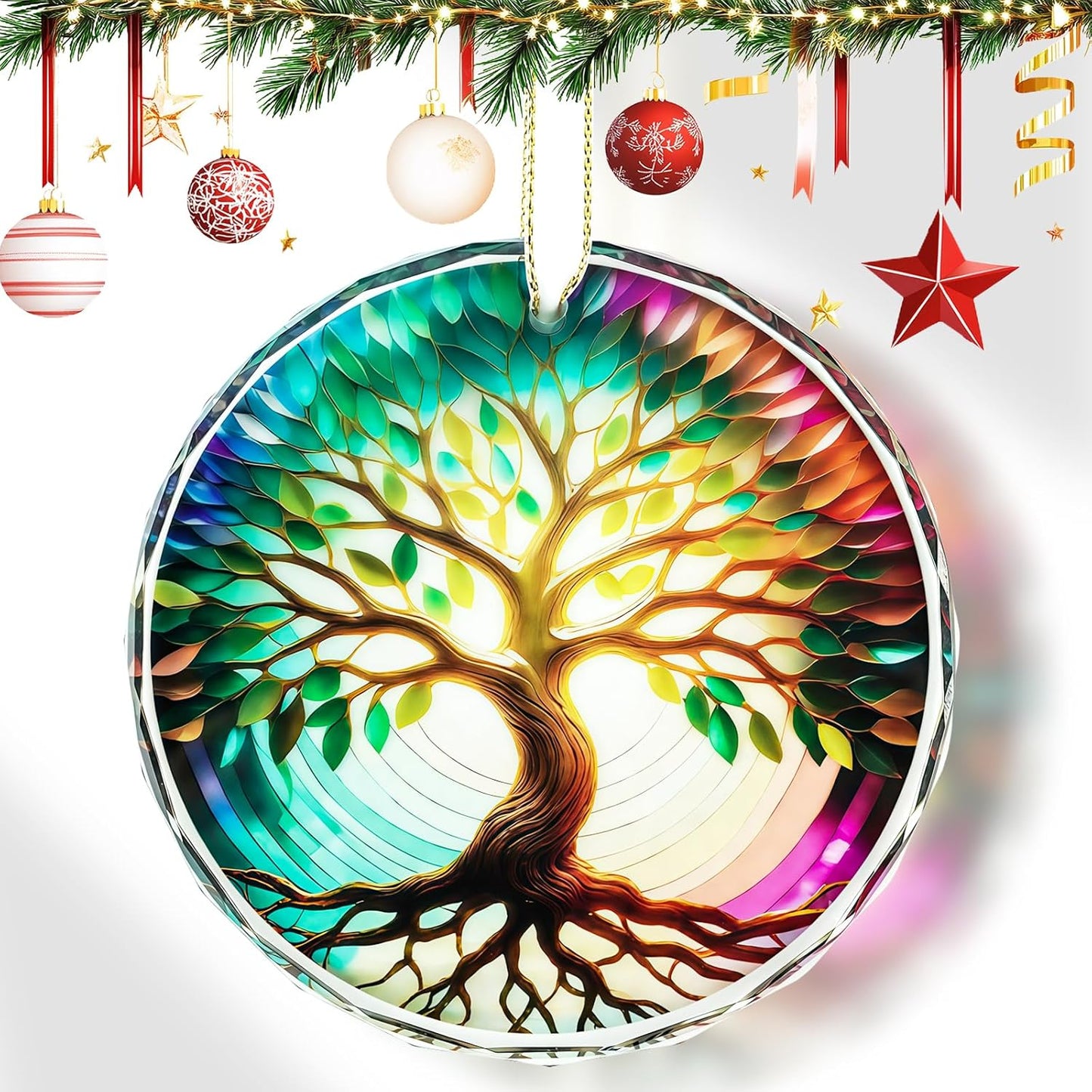 Hummingbird Ornaments for Christmas Tree, Stained Hummingbird Home Decor Glass Hanging, Christmas Tree Indoor Outdoors Home Decorations to Hummingbirds Lover, Book Lovers