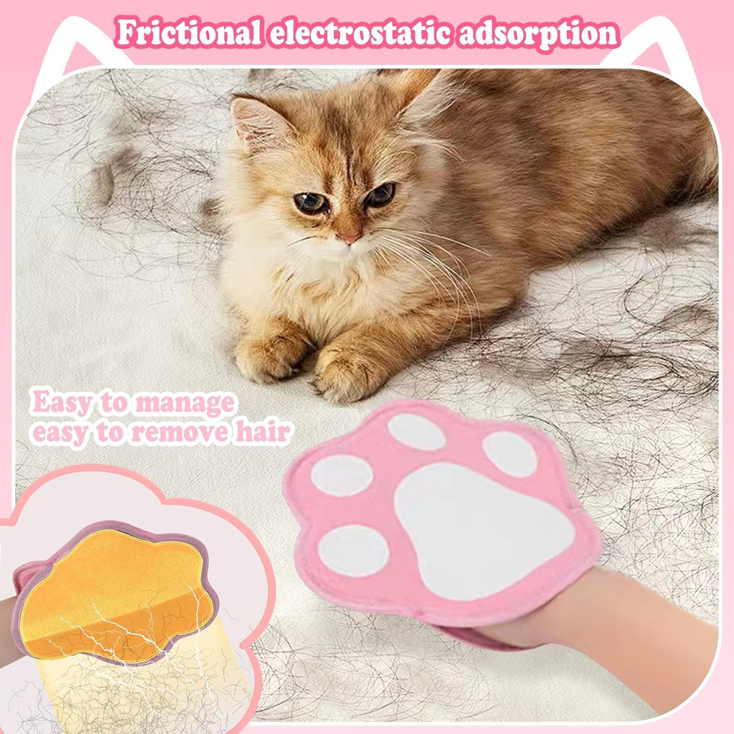 Reusable Pet Hair Remover Gloves, Cat Dog Grooming Gloves Pet Remover Electrostatic, Hands on for Dogs Cats
