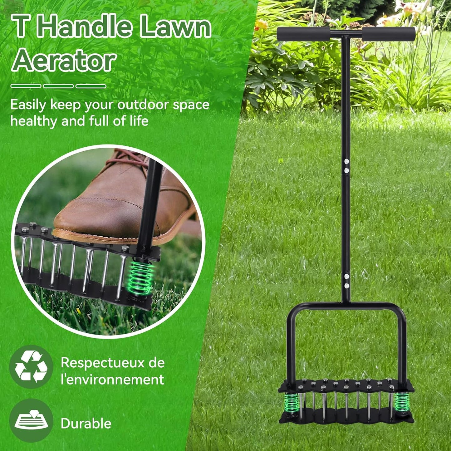 Hand Aerator Lawn Tool, Lawn Aerator Tool for Manual Weeding, Pre-Assembled Lawn Aerator Tool