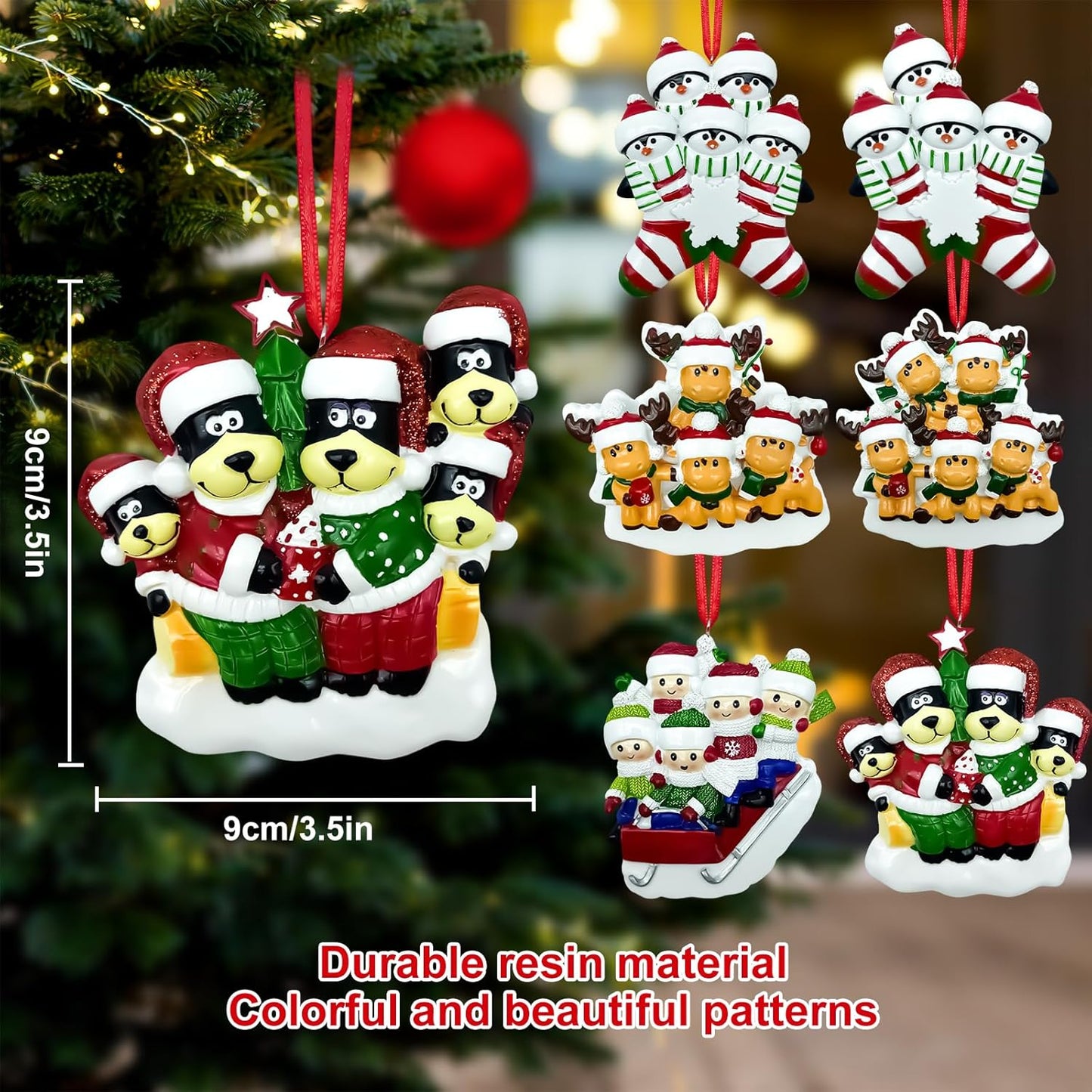 Personalized Christmas Ornaments Family of 5 Ornament, Black Bear Family Ornament 2025 Custom Christmas Tree Customized Name & Year